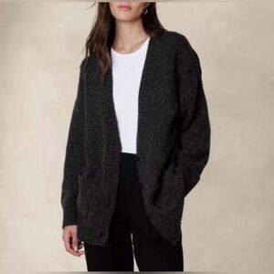 Banana Republic | Charcoal Button Front Boyfriend Cardigan | Size L / XL
